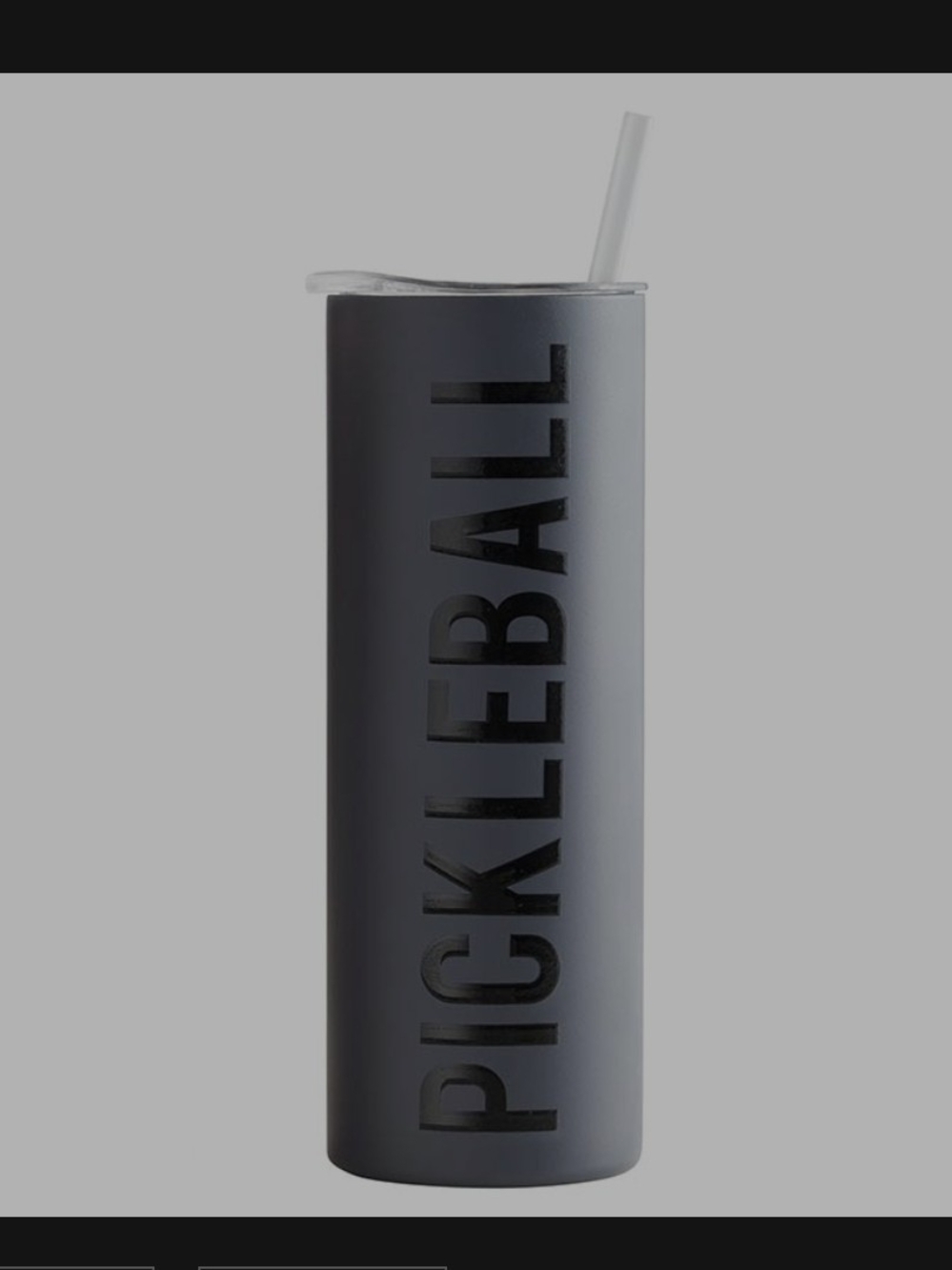 Pickleball Skinny Insulated Tumbler - Black